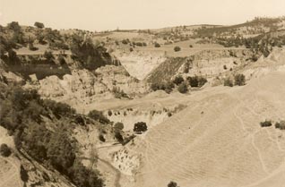 black and white photo of gorge