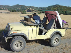 hunting squirrels in the Jeep
