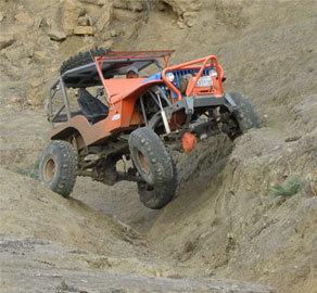 orange and blue jeep